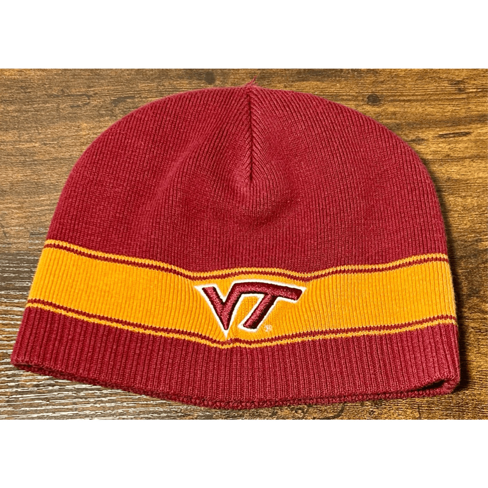 Vintage Virginia Tech Hokies Maroon & Orange Beanie Winter Hat HMI NCAA Headwear